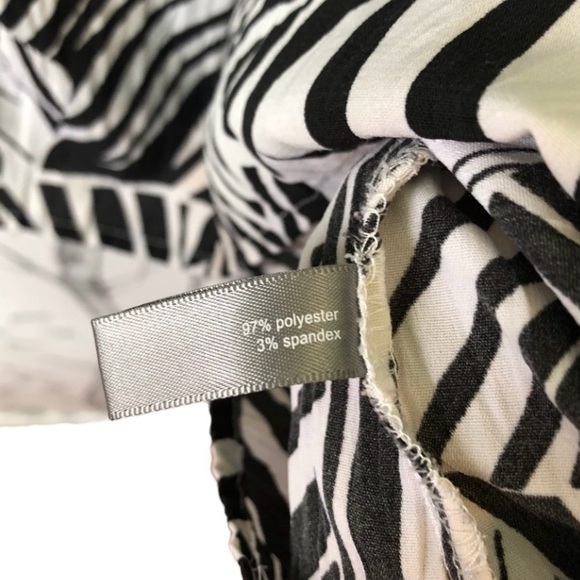 Vintage zebra print crepe button down overshirt black white 3/4 sleeve 1X - Picture 14 of 14